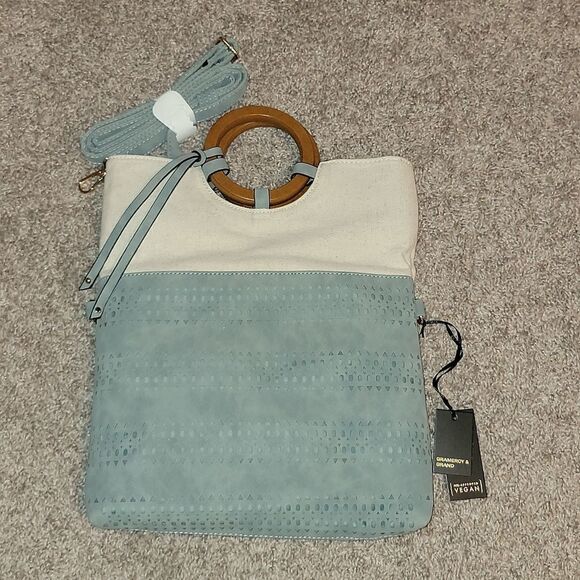 Gramercy & Grand Vegan Leather Laser Cutout Boho Carry Handbag Bag Purse - Picture 1 of 11